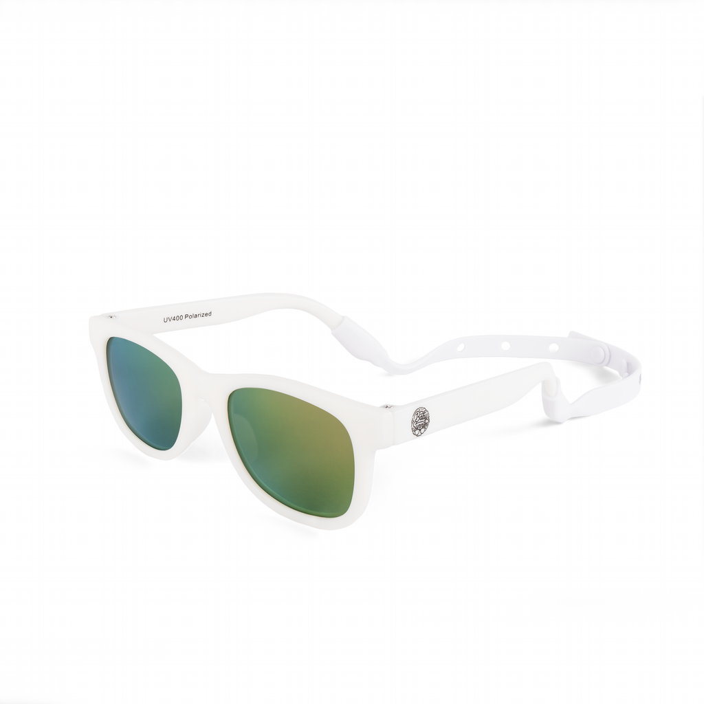 White Polarised Baby Sunglasses (0–24 Months) with Adjustable Strap | Durable UV400 Sun Protection
