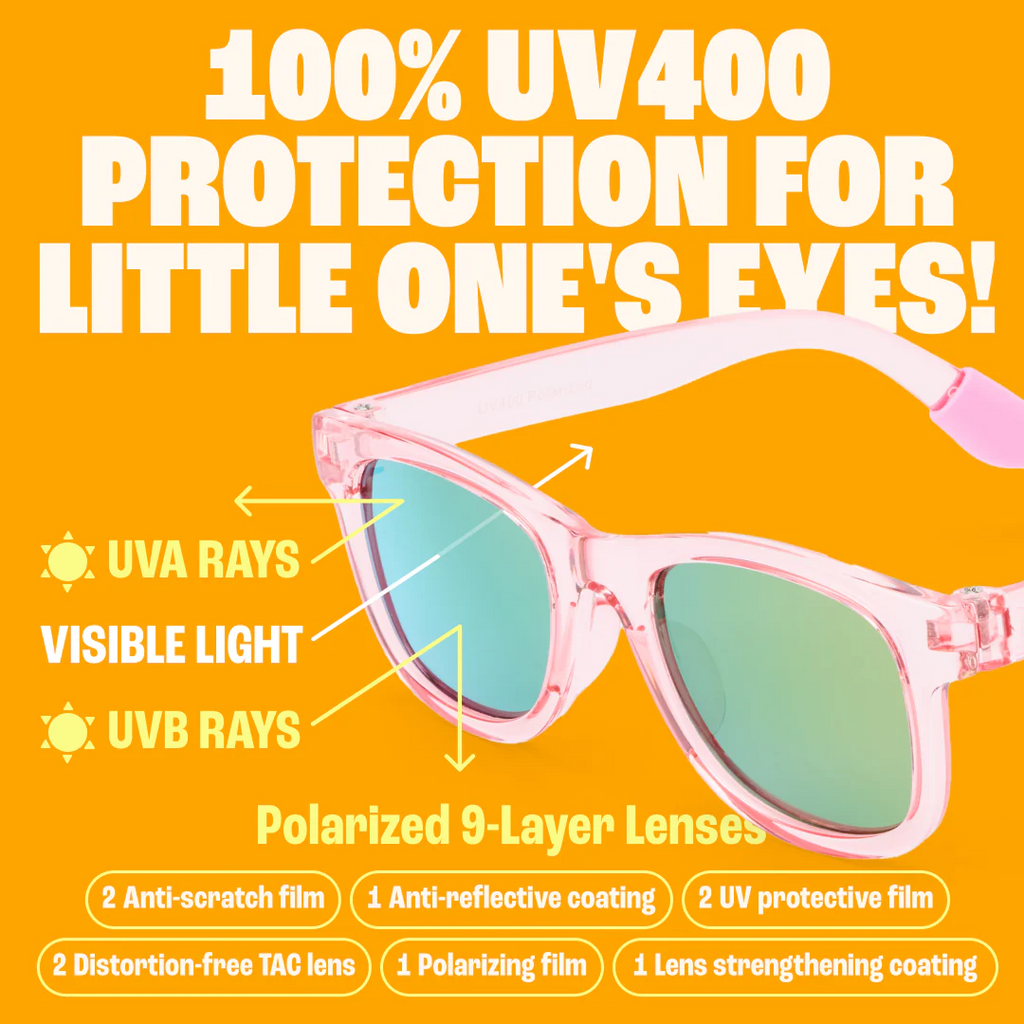 Babies Transparent Pink Sunglasses | Polarised UV400 with Adjustable Strap (0-24 Months)
