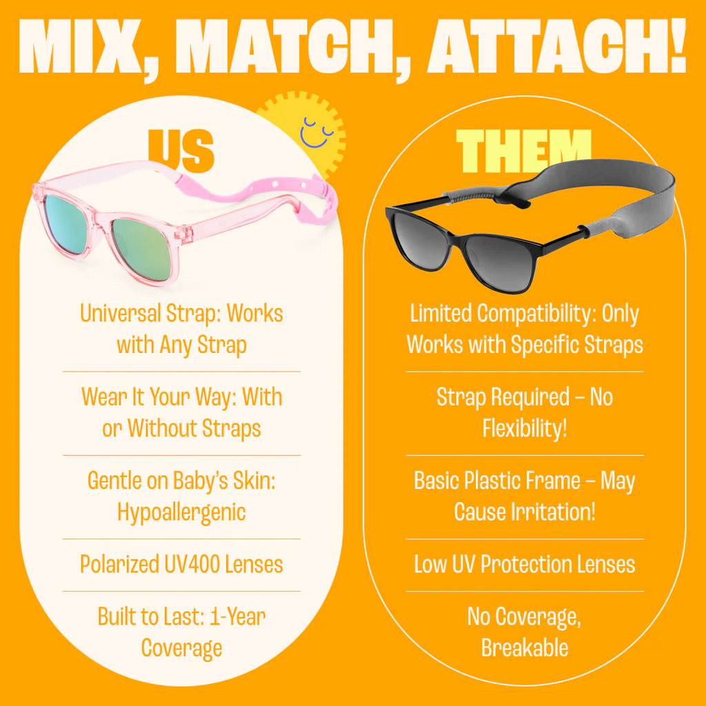 Babies Transparent Pink Sunglasses | Polarised UV400 with Adjustable Strap (0-24 Months)