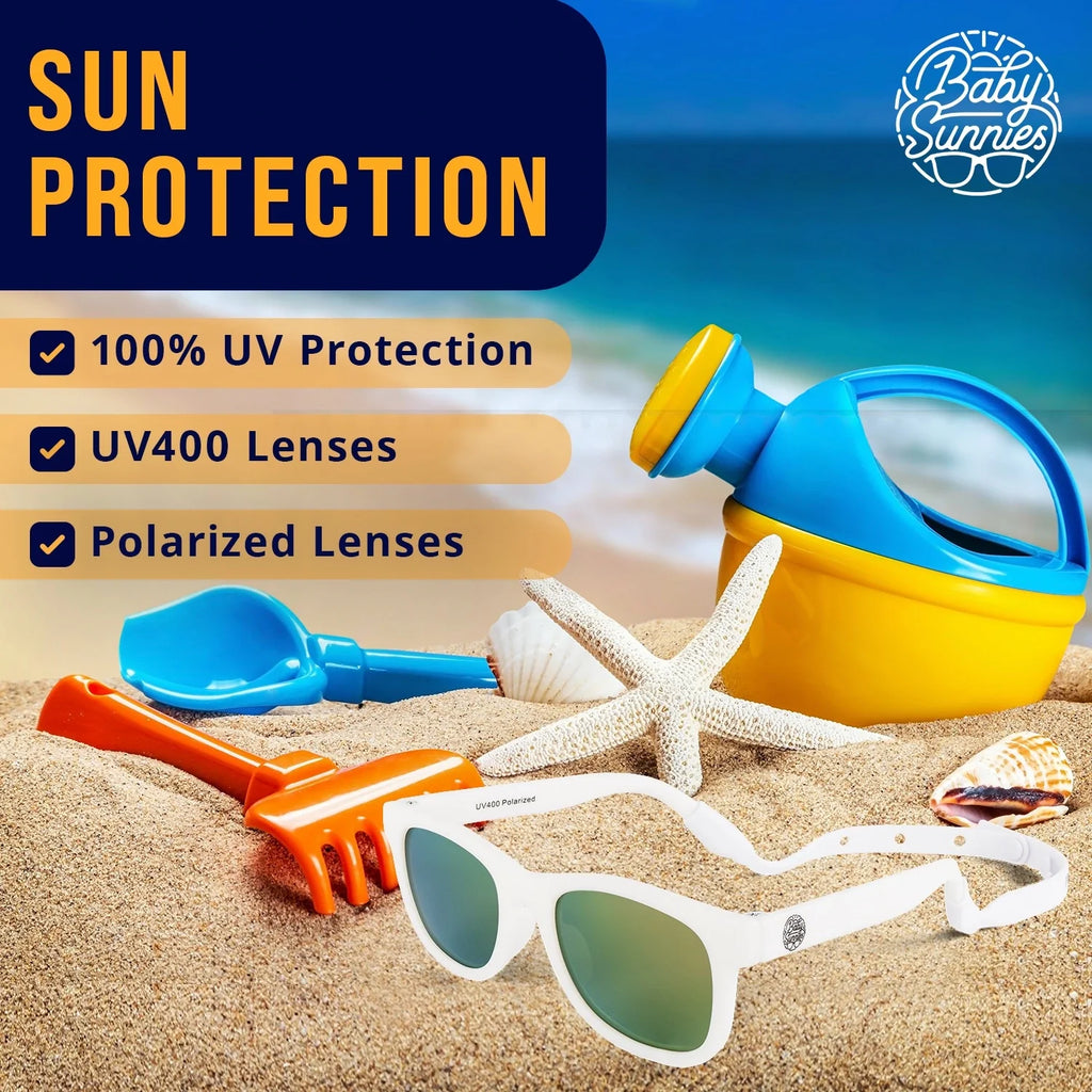 White - Polarised Kids Sunglasses by Baby Sunnies (2-8 Years)