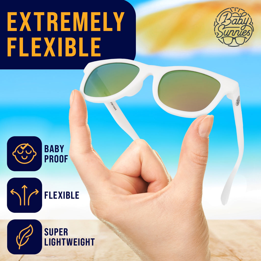 White - Polarised Kids Sunglasses by Baby Sunnies (2-8 Years)