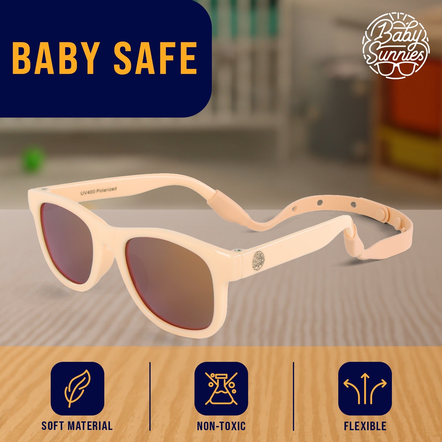 Babies Peach Sunglasses Polarised UV400 with Adjustable Strap (0